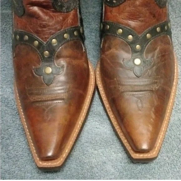 ARIAT ROGUE SKIPPY Brown Western Ostrich Cowboy Snip Toe Boot Size 9M Leather - Picture 5 of 15